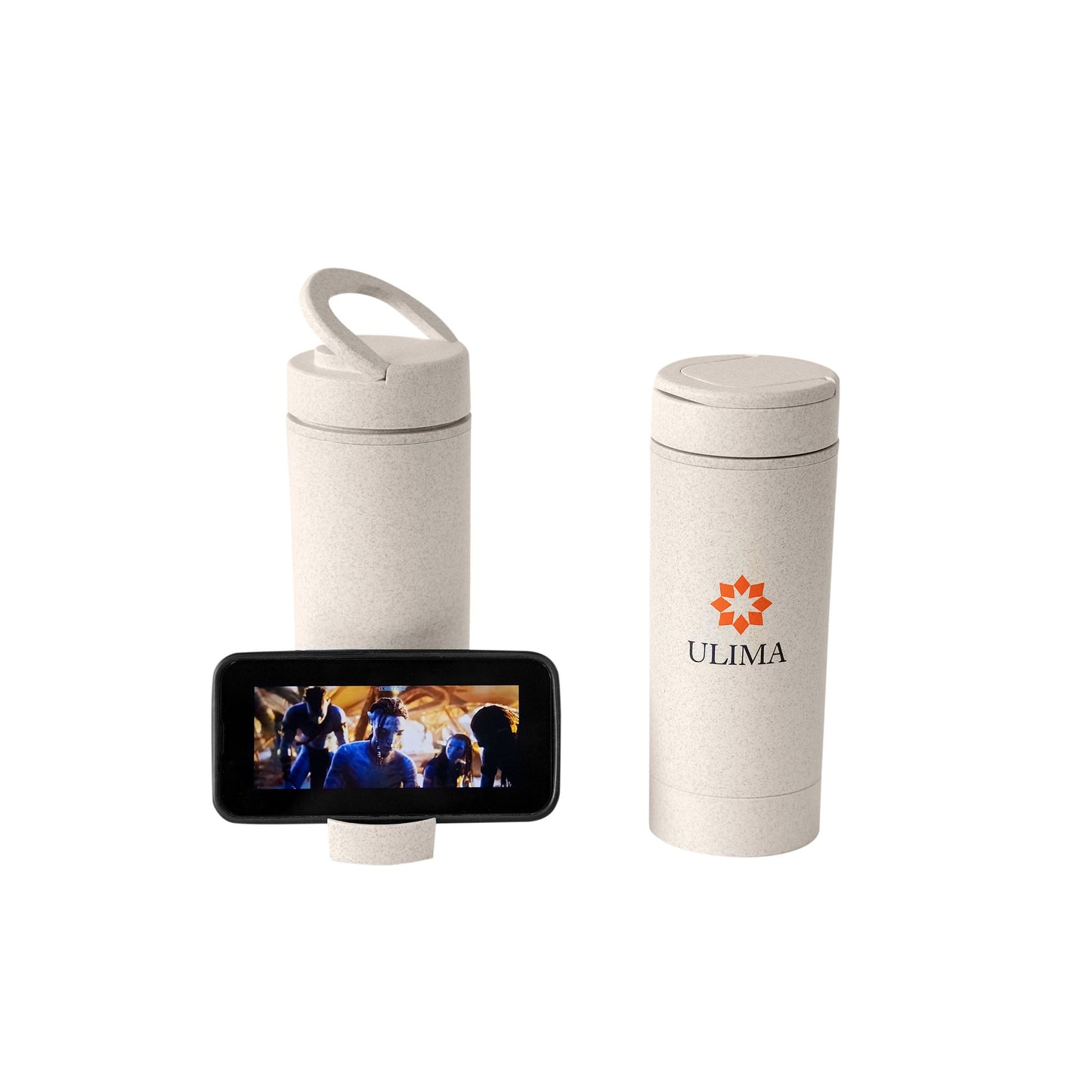 NATURAL WHEAT FIBER MUG WITH 350 ML CELL PHONE HOLDER